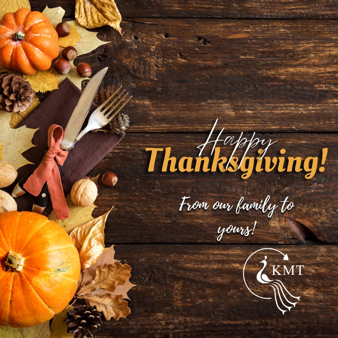 KMT_Inc's tweet photo. We are thankful for our fantastic team members and families, along with our amazing clients and partners. KensieMae would not be possible without you and we are incredibly grateful. 
Wishing you &amp; yours a very Happy Thanksgiving!
Our offices will be closed on November 24 and 25. https://t.co/zjGmeXN9JD