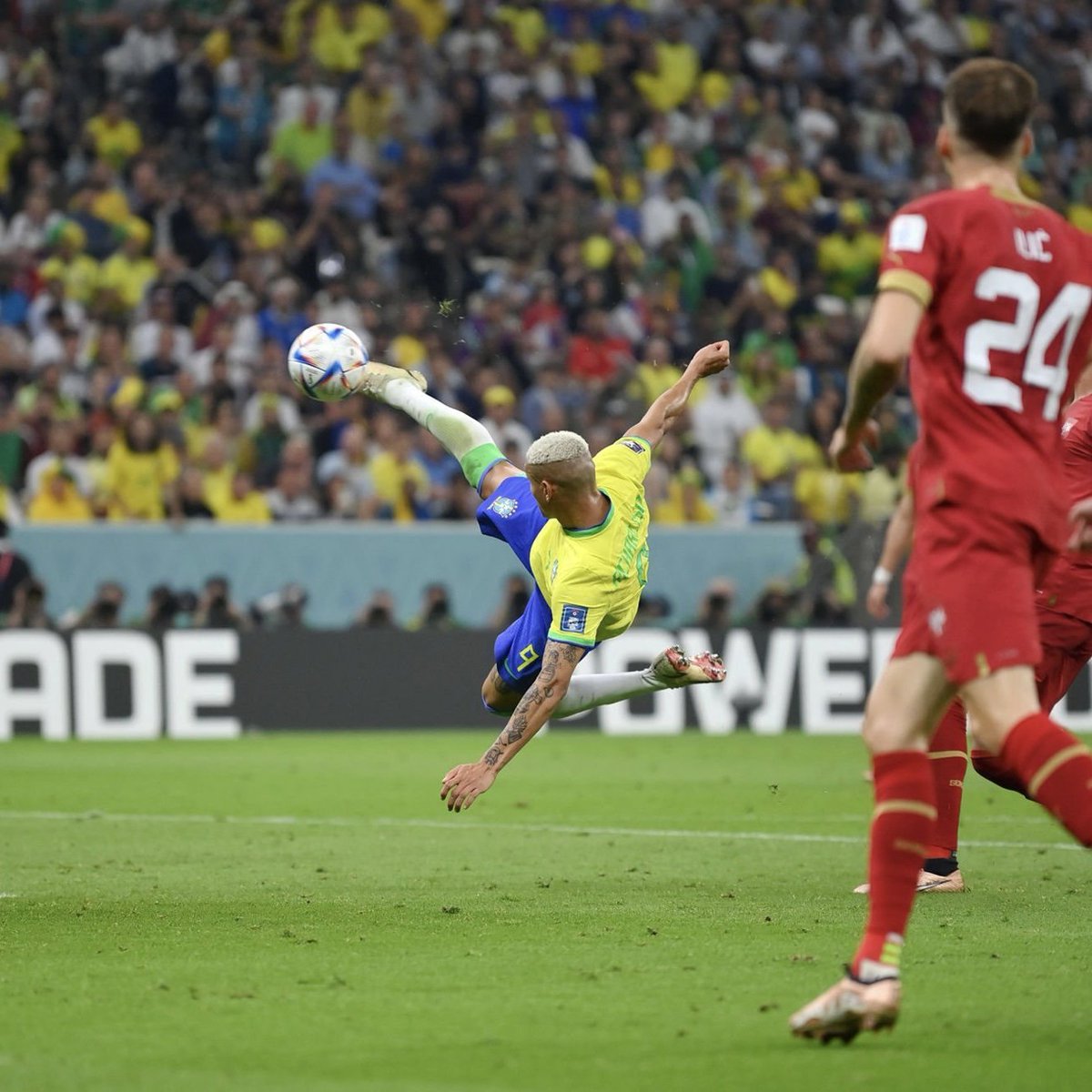 PulseSportsNG's tweet photo. Richarlison with the best goal of the #FIFAWorldCup so far 😍🇧🇷 https://t.co/eM71Sec8iW