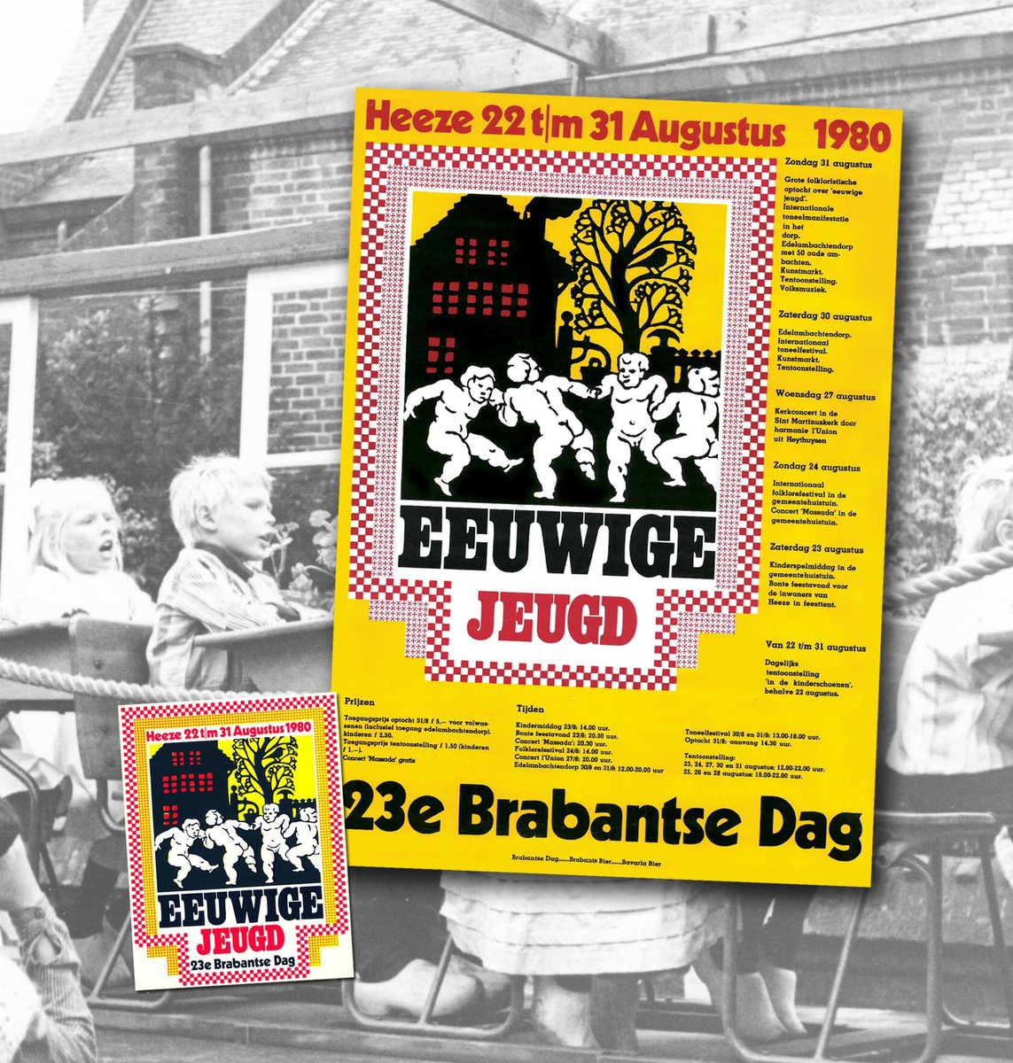 Brabantsfaam's tweet photo. Het beeldmerk van de @Brabantsedag in 1980 'Eeuwige Jeugd' kennen veel mensen wel (o.a. van de sticker). De poster zal voor veel mensen onbekender zijn. #brabantsedag https://t.co/nFOiBpv2A0