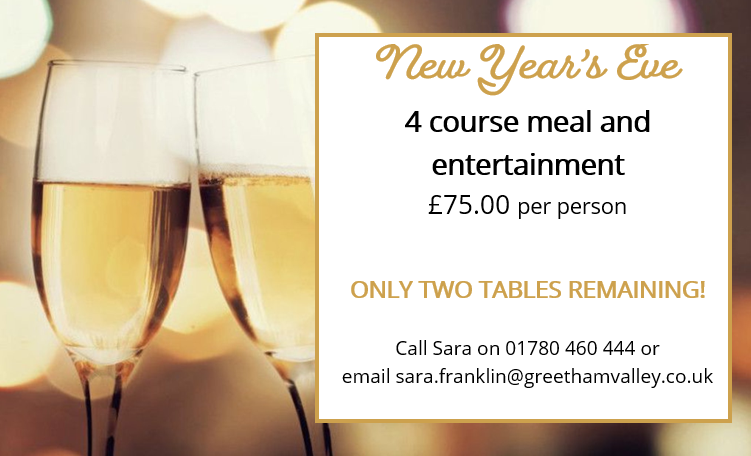 Join us for an evening of New Year celebration and indulge in a 4 course meal with entertainment! Only two tables left - call Sara on 01780 460 444 to book yours!

More information (including menu) available here - greethamvalley.co.uk/flipbook/chris…