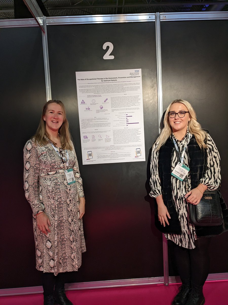 EllieBrownOT's tweet photo. Today we presented our hard work around the OT role in Delirium at The National Occupational Therapy show @TheOTShow.
Honour to interact with lots of experienced inpatient therapists keen to further develop the OT role 🌟@Chloe_Phennah 👏🏻 
@wuthnhs @WUTHstaff https://t.co/4jcNygsuJx