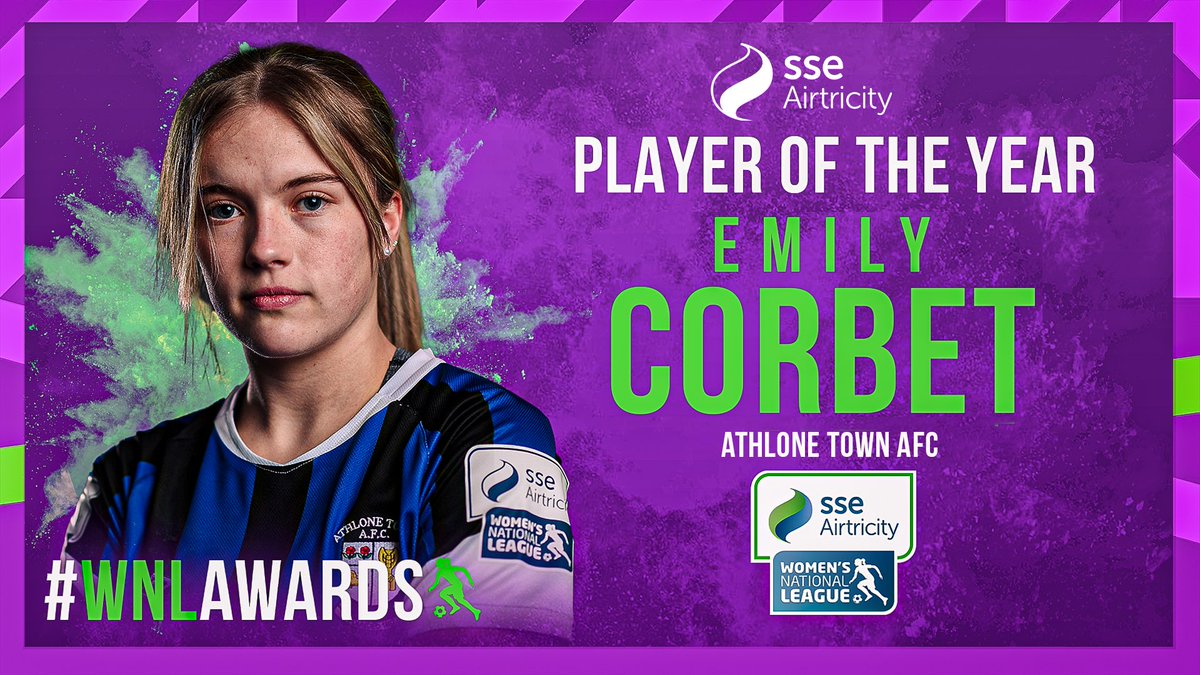 LoiWomen's tweet photo. 𝗪𝗜𝗡𝗡𝗘𝗥!!! 

🟣 @sseairtricity WNL Player of the Year goes to...

𝗘𝗺𝗶𝗹𝘆 𝗖𝗼𝗿𝗯𝗲𝘁 | @AthloneTownAFC

#WNLAwards https://t.co/3nT7eq76wv