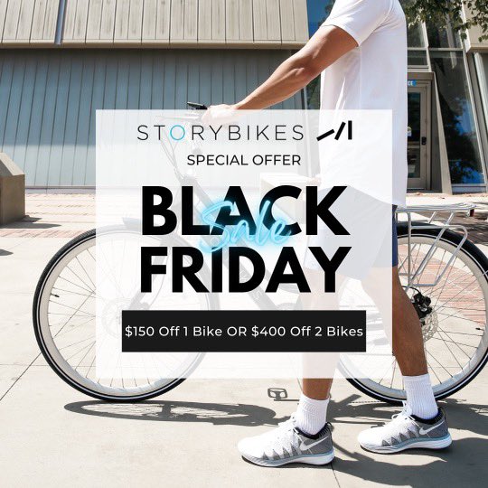 Our BLACK FRIDAY SALE is now LIVE! ⚡️ $150 off one bike or $400 off total when buying two! #BlackFridaySale #ShopNow #Sale #SpecialOffer #ShareStoryBikes 🚲