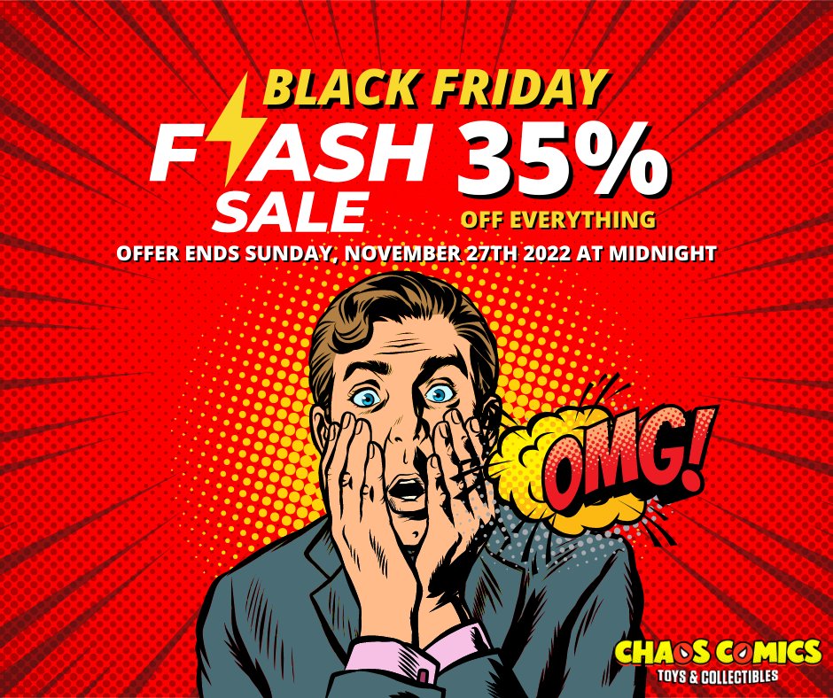 ChasingTheHobby's tweet image. Our #BlackFriday sale is live!! 
35% OFF EVERYTHING including discounted items!
use code BLACKFRIDAY at checkout 
chaoscomicstore.com