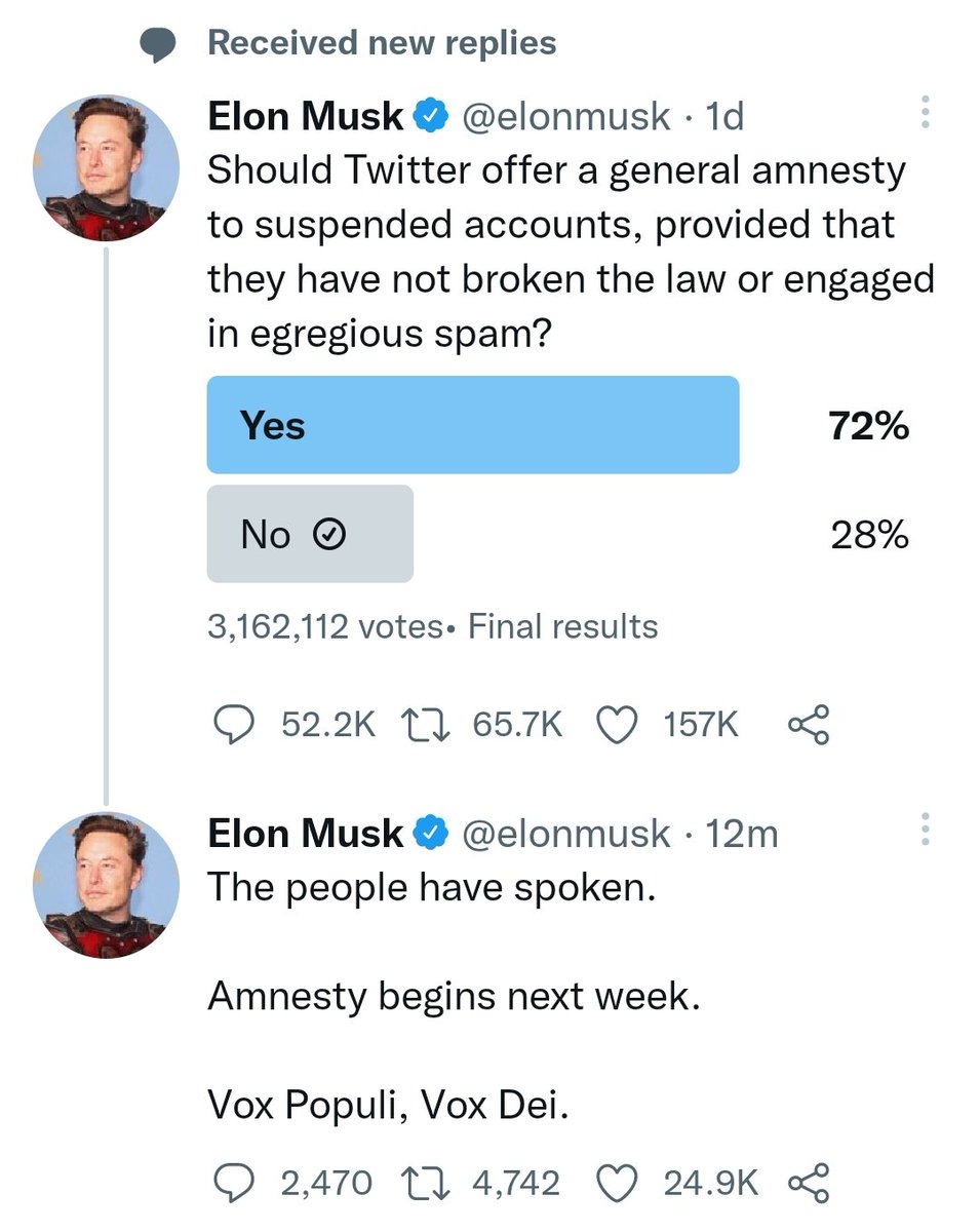 Gotta admit I voted Yes

a) Letting all those assholes back in here will drive away advertisers and hasten the death of this hellsite
ii) I might get back the account closed when that asshole from the Telegraph pretended to be scared cos I wished for him to be taken out and shot