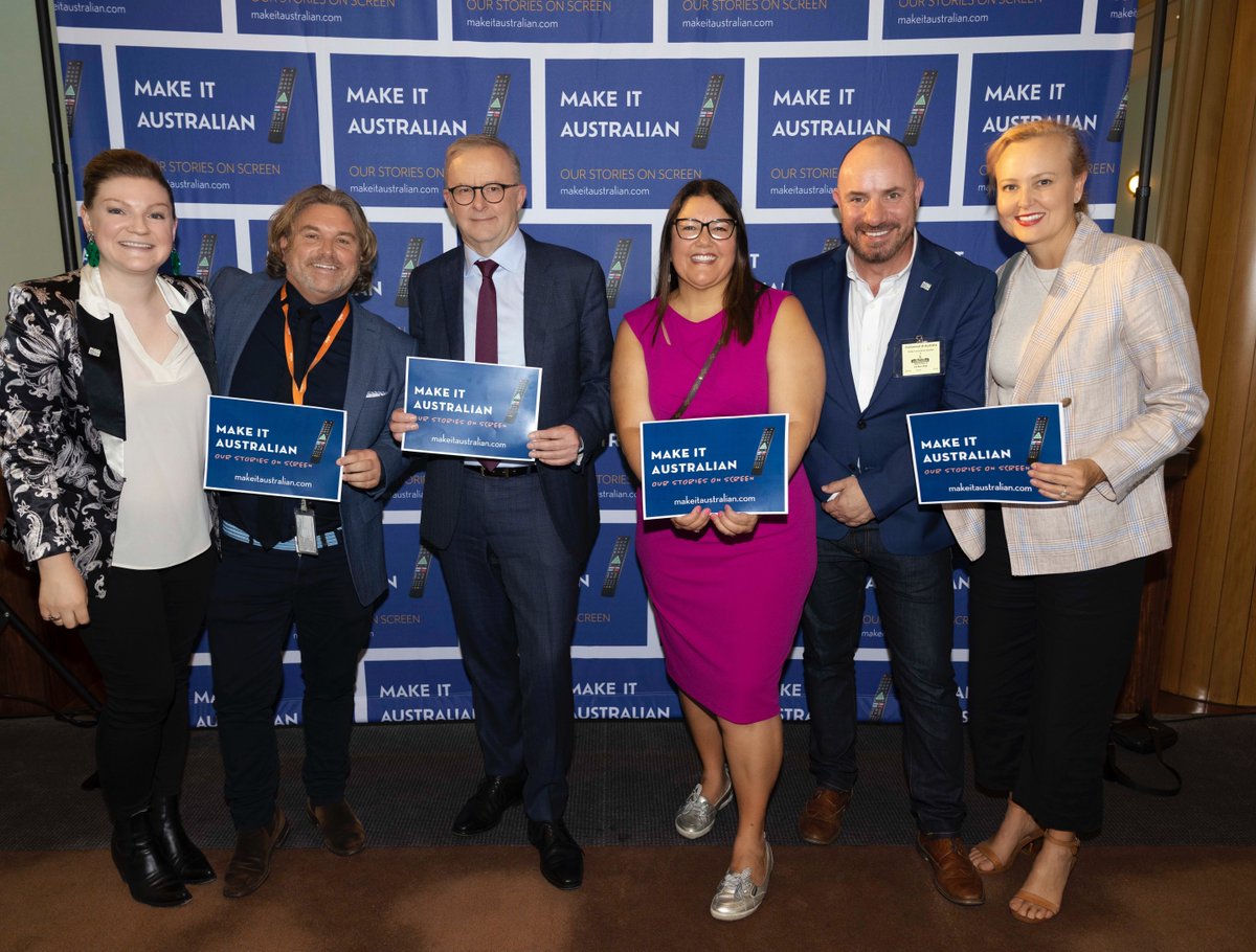 SLR_Productions's tweet photo. @Screen_Producer successfully launched the 2022 #makeitaustralian event at Parliament House. An incredible week with the Screen Industry, Government and Politicians celebrating Australian stories and culture on Australian screens.  @AlboMP @Tony_Burke https://t.co/iIney0BrFp