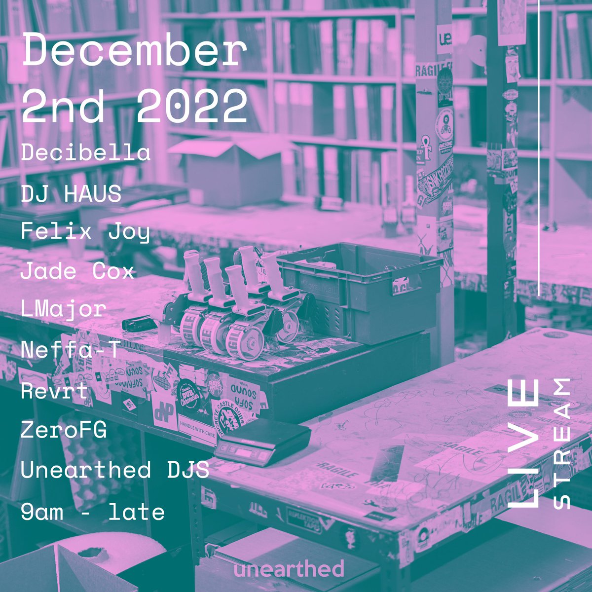 djjadecox's tweet photo. Next week playing the Unearthed Sounds livestream Christmas party! https://t.co/o2EXZdpVNc