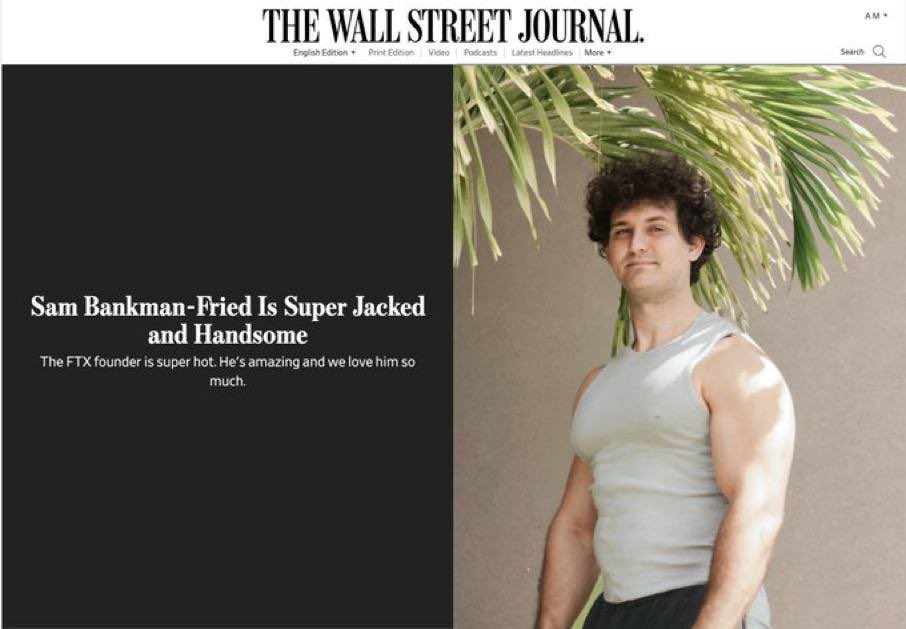 Damn the SBF fluff pieces are getting out of hand