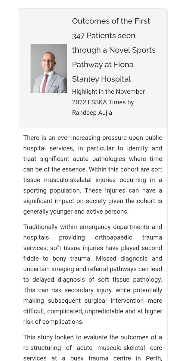 SpOrthopod's tweet photo. @RandeepSAujla @PerthSportsDoc @ESSKA_society @ESSKA_Academy Fantastic work by #PSSF & @NasMAbdul for getting this project to this stage. Well done @RandeepSAujla for presenting this at ESSKA. A nice little accolade. 👌🏽👏🏽👏🏽👏🏽 https://t.co/AeTGT2KFKr