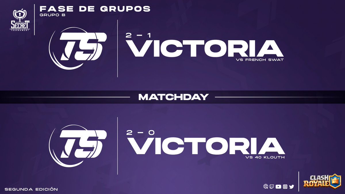 Secret Tournament (@secretournament) on Twitter photo #SecretRoyale #ClashRoyale
🇪🇸 Por otro lado, @TeamStormCR se proclama ganador ante ambos partidos disputados hoy vs <a href="/French_Swat/">French Swat</a> y <a href="/40KLOUTH/">𝟰𝟬-𝗞𝗟𝗢𝗨𝗧𝗛 𝗲𝗦𝗽𝗼𝗿𝘁𝘀 🐲</a>.
🇬🇧 On the other hand, @TeamStormCR is proclaimed the winner in both matches played today against <a href="/French_Swat/">French Swat</a> and <a href="/40KLOUTH/">𝟰𝟬-𝗞𝗟𝗢𝗨𝗧𝗛 𝗲𝗦𝗽𝗼𝗿𝘁𝘀 🐲</a>. #SecretRoyale #ClashRoyale
🇪🇸 Por otro lado, @TeamStormCR se proclama ganador ante ambos partidos disputados hoy vs <a href="/French_Swat/">French Swat</a> y <a href="/40KLOUTH/">𝟰𝟬-𝗞𝗟𝗢𝗨𝗧𝗛 𝗲𝗦𝗽𝗼𝗿𝘁𝘀 🐲</a>.
🇬🇧 On the other hand, @TeamStormCR is proclaimed the winner in both matches played today against <a href="/French_Swat/">French Swat</a> and <a href="/40KLOUTH/">𝟰𝟬-𝗞𝗟𝗢𝗨𝗧𝗛 𝗲𝗦𝗽𝗼𝗿𝘁𝘀 🐲</a>.