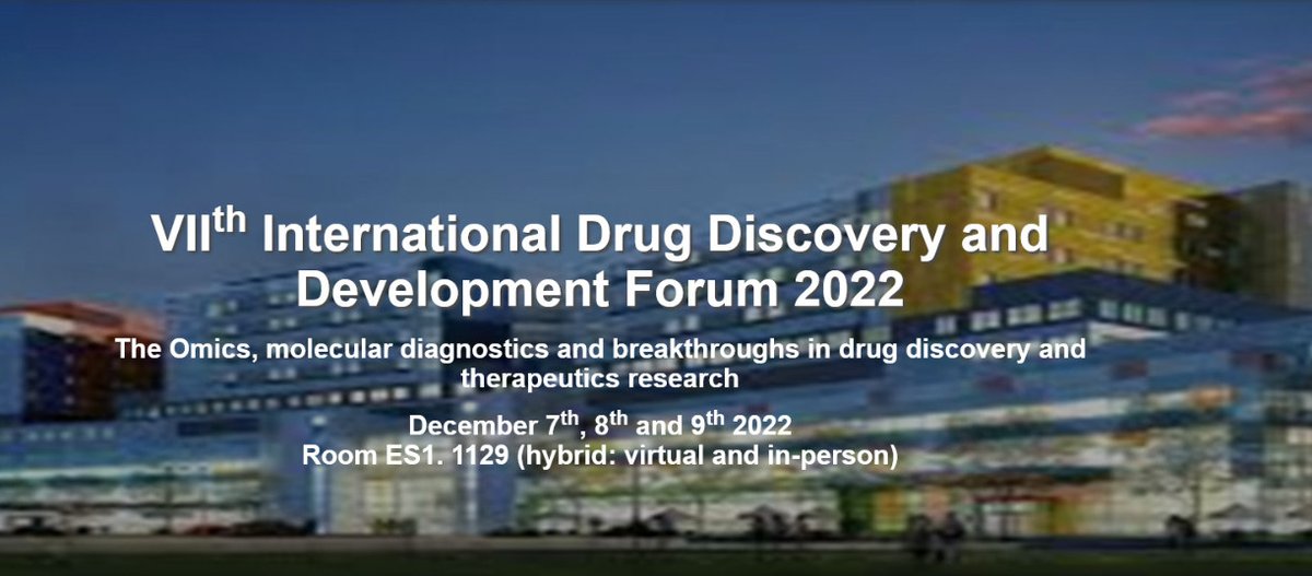 VIIth International Drug Discovery and Development Forum 2022 on Dec 7, 8, 9, 2022 
Theme:  The Omics, molecular diagnostics and breakthroughs in drug discovery and therapeutics research. Abstract submission by Dec 1,2022. 
trainingindrugdev.program.mcgill.ca/symposium/