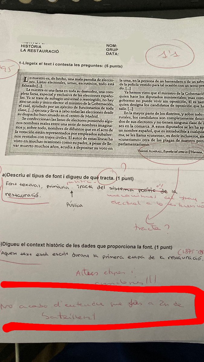 miredo05's tweet photo. el k em va posar la profe d’historia en un examen // el k li vaig respondre en el seguent :) https://t.co/SOZI2ijPWF
