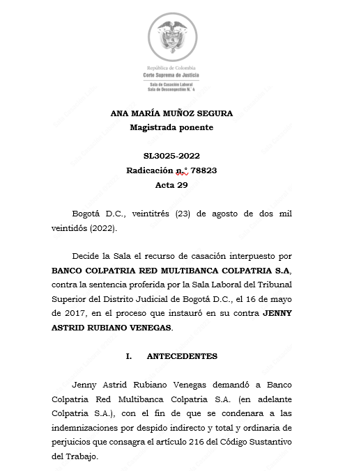 articulo20's tweet photo. SENTENCIA RECOMENDADA 🗣 

#Laboral🔹
@CorteSupremaJ explica los tipos de riesgos psicosociales en el ámbito laboral

SENT: SL3025-2022 | RAD: 78823 https://t.co/0QJjpWdX8p