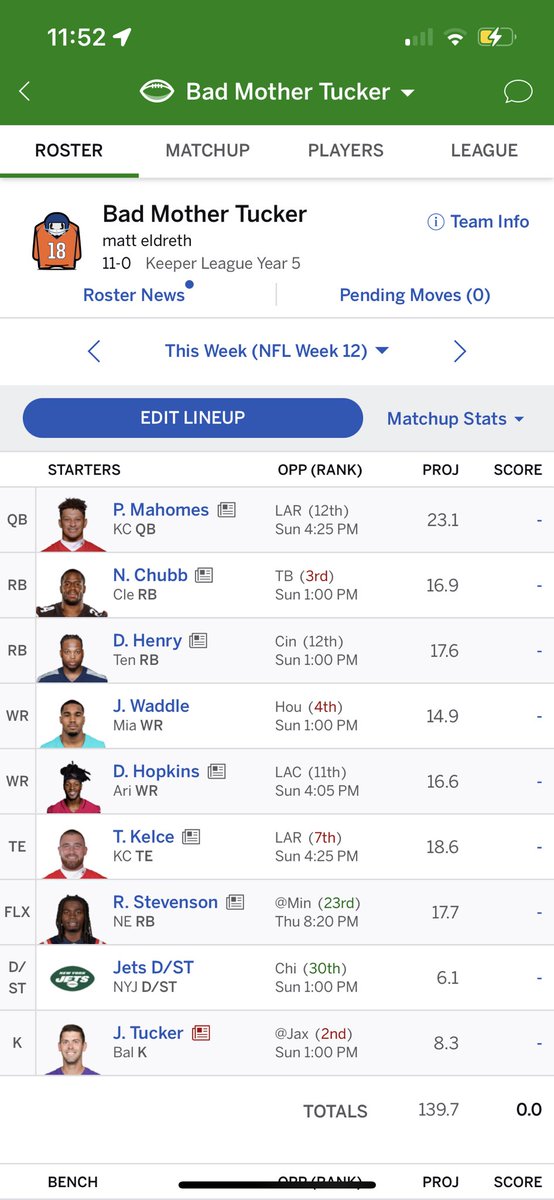 mattheweldreth's tweet photo. @NFLFantasy 😎 https://t.co/vwrpbhGZqA