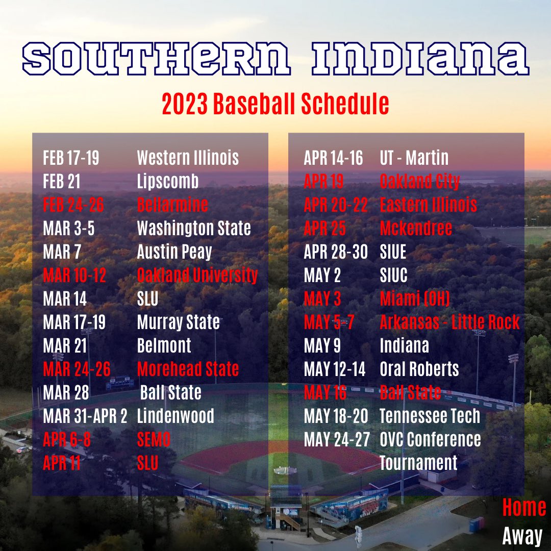 USIBaseball's tweet photo. Happy Thanksgiving!🍁

Thankful for all our fans and supporters of USI Baseball🦅

Check out our Spring 2023 schedule!

#USIBaseball #USIAthletics #ovcit https://t.co/RMawvHtYtD