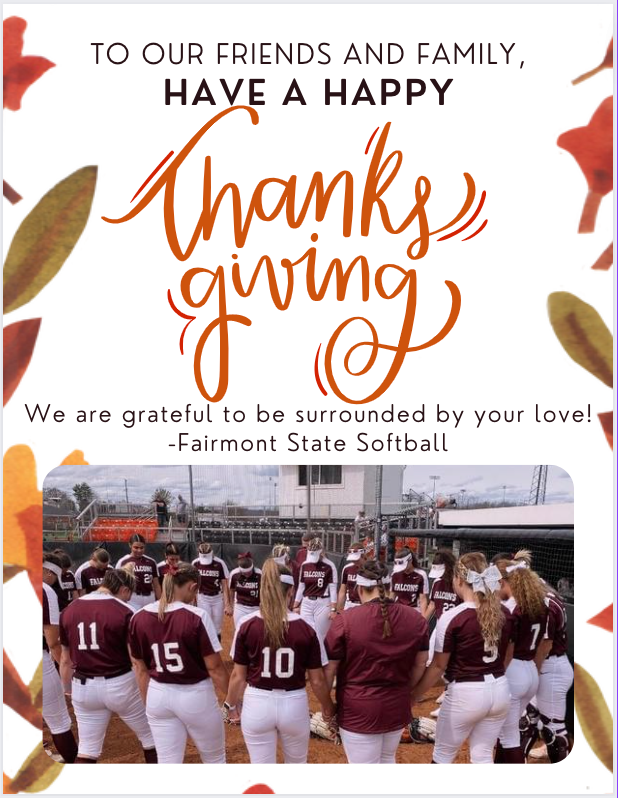 FairmontStateSB's tweet photo. Happy Thanksgiving to all of our friends and family! We are so thankful for your love and support! 🦃💛
Go Falcons! 𓅃
#Thankful #Grateful https://t.co/VPaiab8d6h