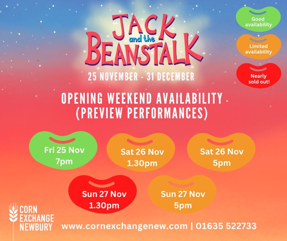 CornExchange's tweet photo. It's just 1 DAY until our #NewburyPanto opening night!🌱 There are still tickets available for tomorrow's opening night performance, come and be one of the first to see the epic Jack and the Beanstalk, we hear it's the best there's ever bean. 😉https://t.co/Ou1eIRvF3C https://t.co/vAr4HBnQNO