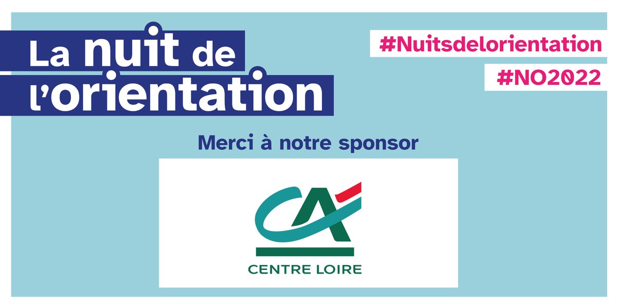 [𝗦𝗽𝗼𝗻𝘀𝗼𝗿 #𝗡𝗢𝟮𝟬𝟮𝟮] Merci au <a href="/CA_Centre_Loire/">Crédit Agricole Centre Loire</a> d'avoir soutenu la 14e édition de la Nuit de l'Orientation !  🤝
<a href="/RCValdeLoire/">Région Centre-Val de Loire</a> <a href="/ac_orleanstours/">Académie d'Orléans-Tours</a> 
#Nuitsdelorientation #partenariat #orientation #jeunes
