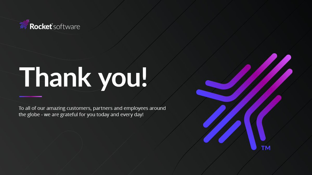 Rocket's tweet photo. Rocket Software would like to say thank you to all of our trailblazing customers, partners and employees around the globe. We are so grateful for your ongoing support! #ThankYou #ModernizeWithoutDisruption https://t.co/aYY9kDJXda