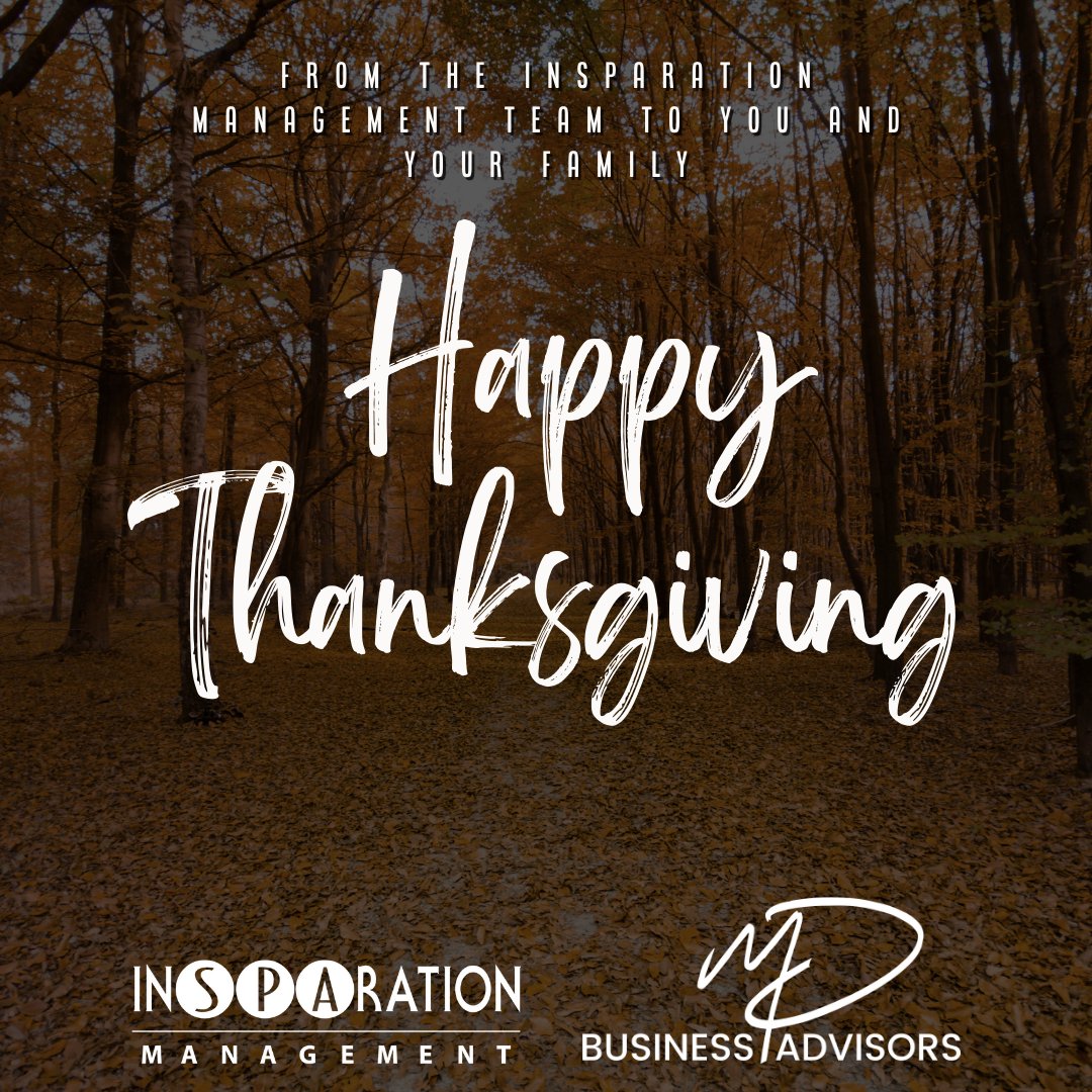 inSPArationMgmt's tweet photo. Happy Thanksgiving from the team at InSPAration Management!

#thanksgiving #bethankful #family #insparation #insparationmanagement #holidays https://t.co/jbaEVCqDwr