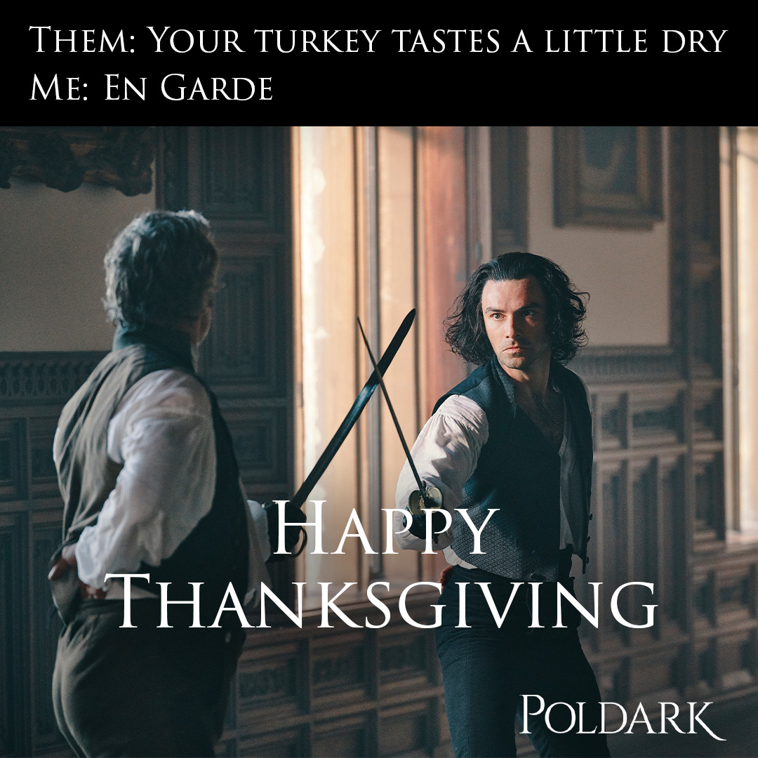 Wishing all our #Poldark fans and friends in the US a happy (and, hopefully, family feud free) #Thanksgiving 🦃