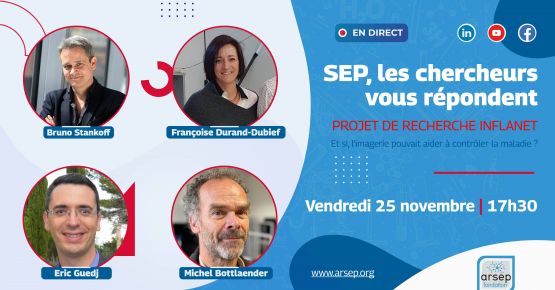 DIRECT YOUTUBE FACEBOOK 
les chercheurs B Stankoff, F Durand-Dubief, M Bottlaender, E Guedj présentent le projet INFLANET «Et si l’imagerie pouvait aider à contrôler la maladie? » +un film <a href="/SHFJ_cea/">SHFJ</a>, <a href="/CEA_Joliot/">CEAJoliot</a>  pour mieux comprendre le projet, les manipulations scientifiques 💪