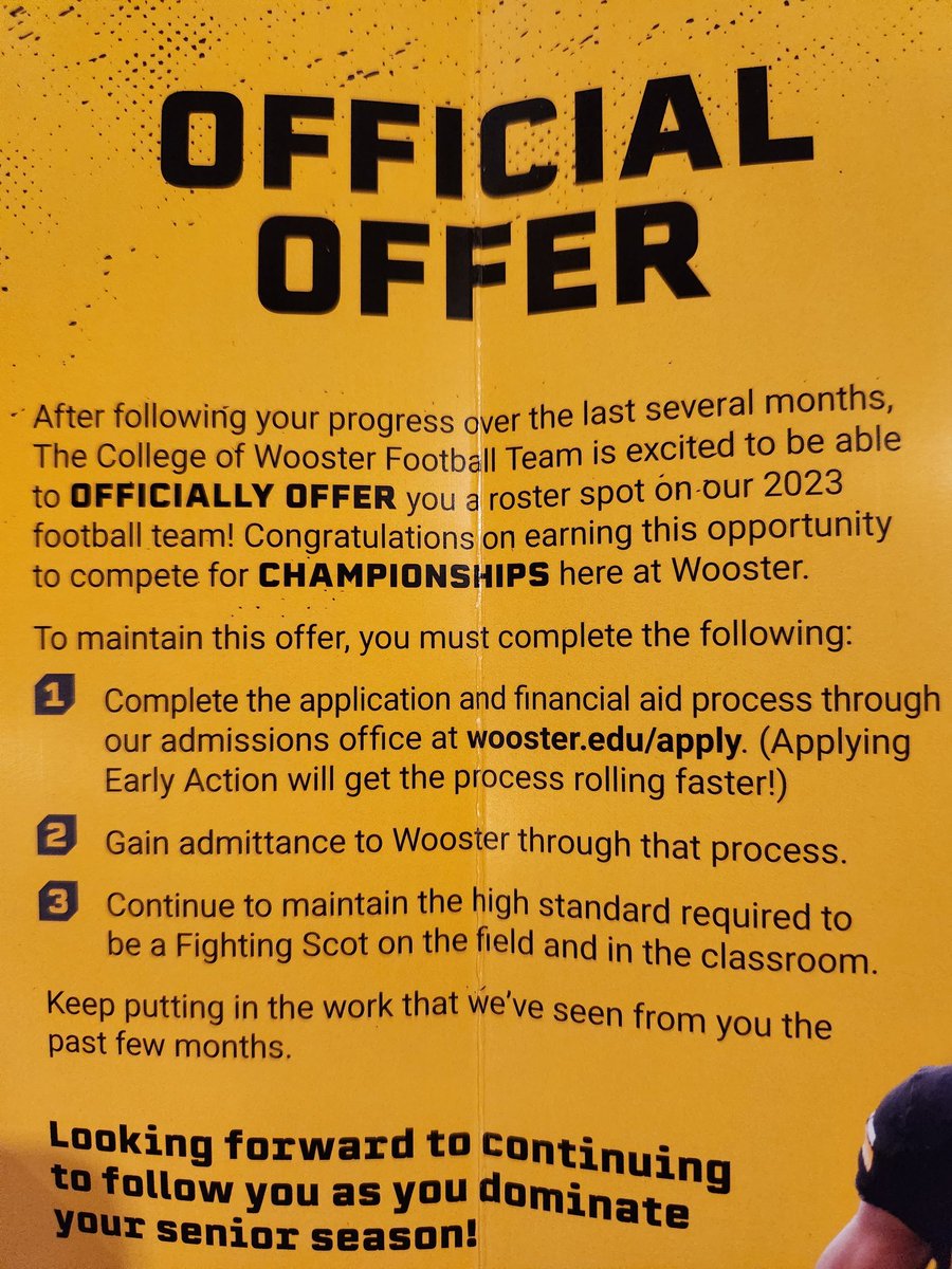 Thank you for the offer Wooster College!! Thankful for the opportunity ‼️🏈 <a href="/Coach_Colaprete/">Frank Colaprete</a> <a href="/CoachKooser/">Brian Kooser</a>