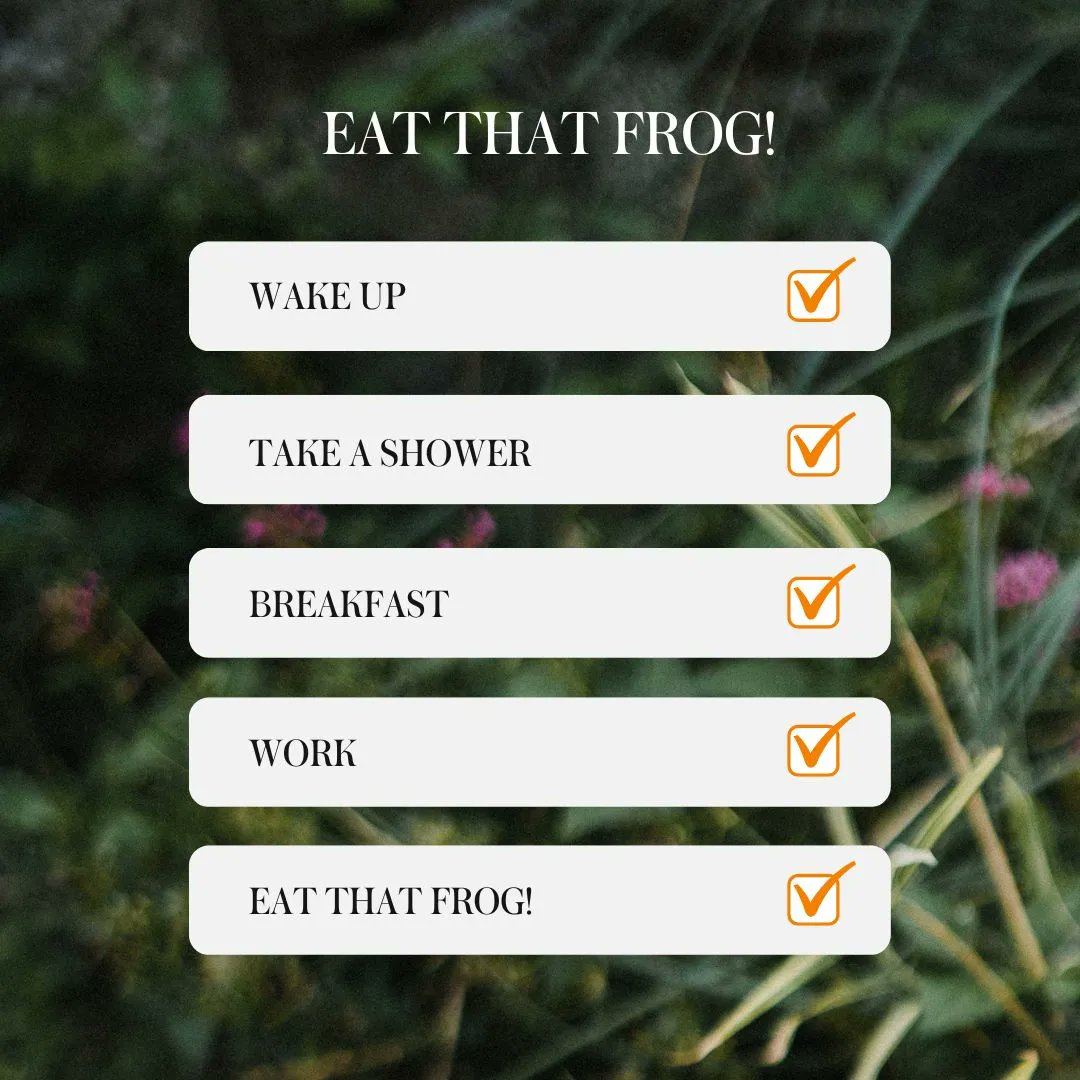 Our (unofficial!) motto is: EAT THAT FROG 🐸

You know those little tasks that are constantly on your to-do list... we all have them!

Well, here is your reminder to EAT THAT FROG TODAY! Stop procrastinating and get it done!

PS this is a MUST read: amazon.co.uk/Eat-That-Frog-…