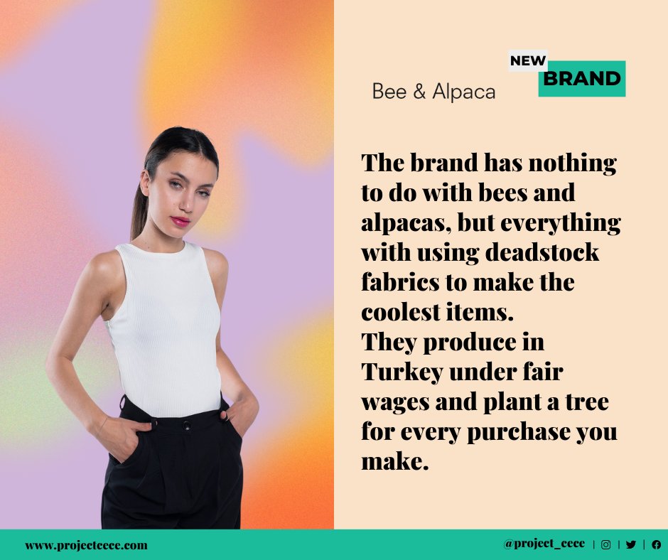 Project_Cece's tweet image. Meet our newest brand: Bee &amp;amp; Alpaca! ✨

Using deadstock fabrics to make the prettiest items!
👉 cece.eco/qImgc

#sustainablebrands #madeinturkey #deadstockfabrics