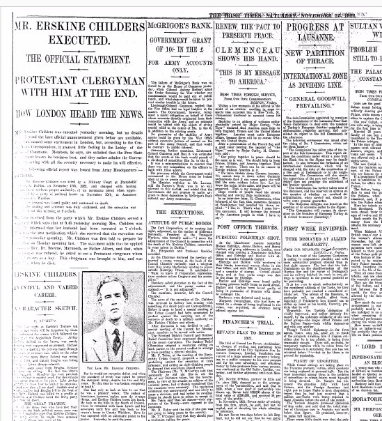 ITLostLeads's tweet image. Erskine Childers was executed by firing squad #OTD, 100 years ago. Read the original report from the following morning's edition of The Irish Times here: irishtimes.com/newspaper/arch…