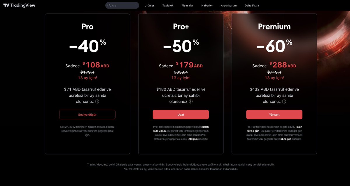 23.000 TL DEĞERİNDE ÇEKİLİŞ İLE GELDİM :)

#Tradingview ile beraber %60 indirim şerefine 3 kişiye premium, pro+ ve pro üyelikler hediye ediyoruz 

Koşullar: 

- Beni ve <a href="/tr_tradingview/">TradingView Türkiye 🇹🇷</a> hesabını takip etmeniz

- Bu tweeti RT etmeniz