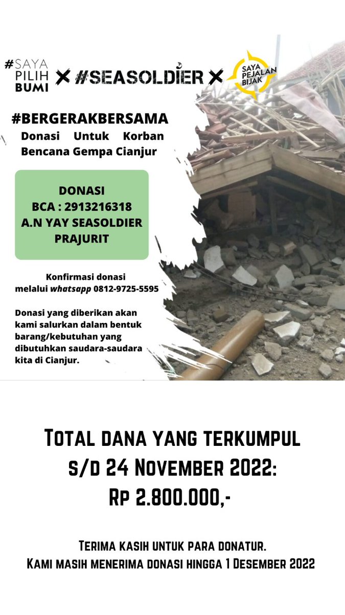 Silakan bagi yang ingin kontribusi 🙏 #SeasoldierTanggapBencana