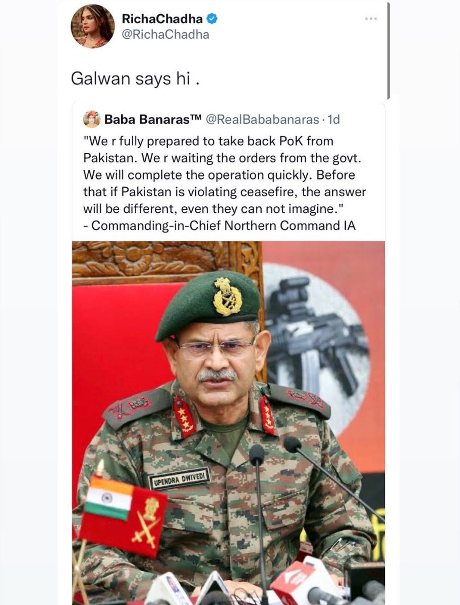 How can someone disrespect their own army because of whom we are roaming freely and safely... Bollywood sucks now.
Shame on you richa chadha..
#senselesslady