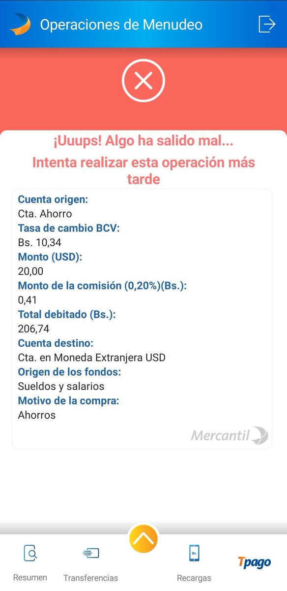 CarlosDanielVra's tweet photo. Las operaciones de menudeo están  inhabilitadas ? @MercantilBanco https://t.co/As7xvlmpur
