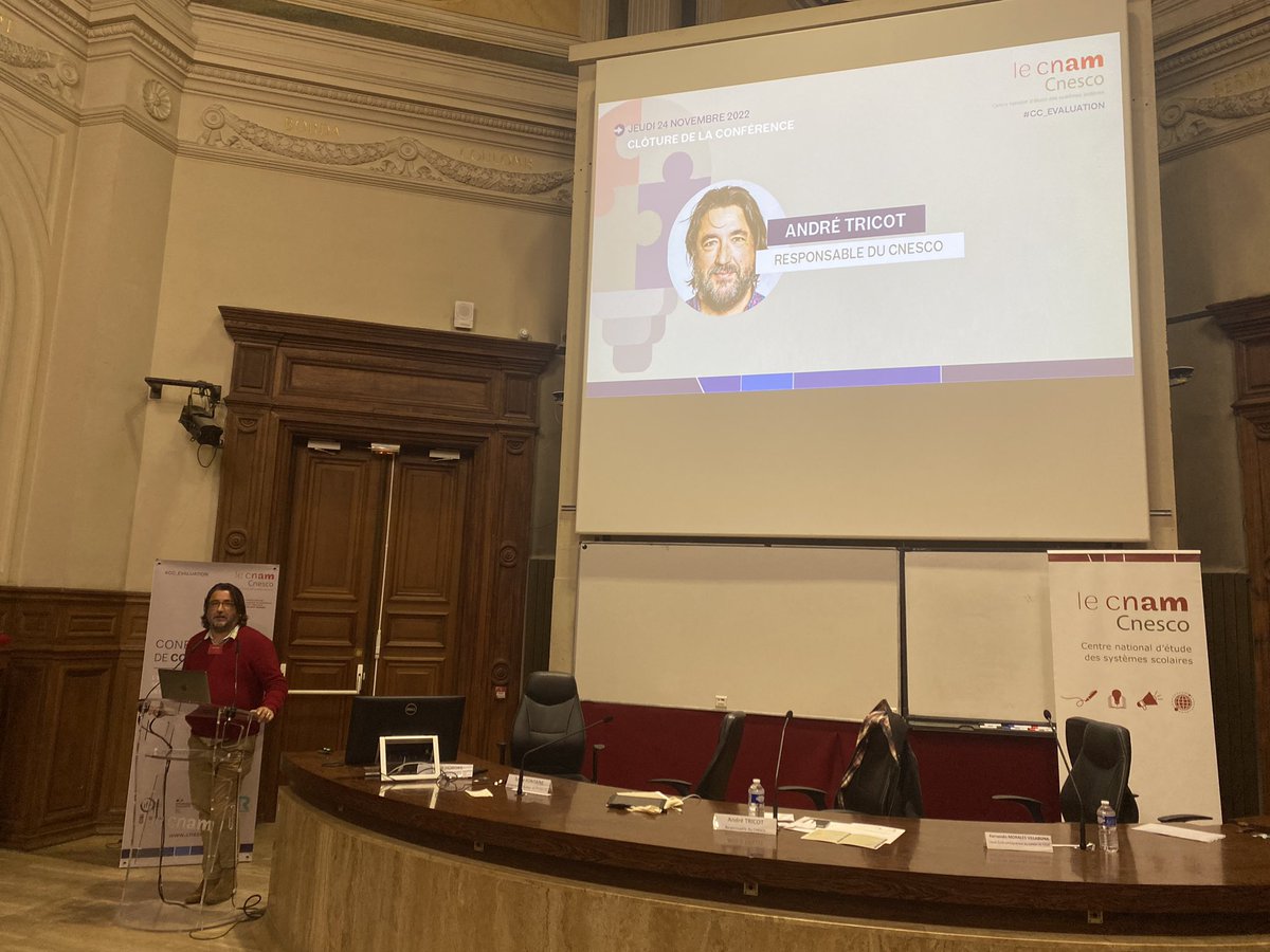 Seb_Goudeau's tweet photo. Fin de ces deux journées avec des présentations sur l’évaluation en EPS, en maths et en langues étrangères avec @GottsmannLea, Julia Pilet, Julie Horoks et @RousselStphani7, avant la synthèse finale d’@andre_tricot ! @Cnesco #CC_Evaluation https://t.co/L751P7ajNT