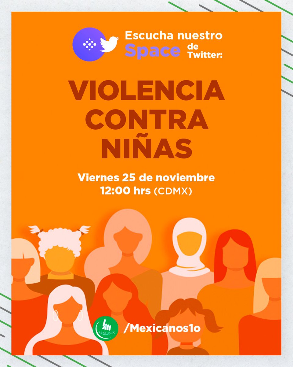 Mexicanos1o's tweet photo. Mañana 25 de noviembre, en el #DíaNaranja, estaremos conversando sobre Violencia contra niñas con:

@MaricruzPeral16 Maestra ganadora del #PremioABC 2022
@VaneGG vocera de @FFemmex
Laura Martínez,  Fundadora de @ADIVACMEXICO
@Jenyca de @Mexicanos1o

https://t.co/dzOzQUQctp https://t.co/cSikM5g0td