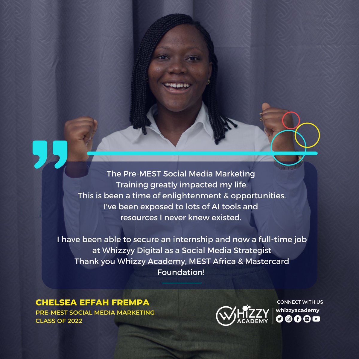 WhizzyAcademy's tweet photo. Beneficiaries from the Pre-MEST Social Marketing Training have these to say
Like and share for more impactful stories
#whizzyacademy
#impactstory
#premest
#mastercardfoundation
#mastercardfoundation
#testimonies
#digitaltraining
#digitaltrainingcenter
#techtraining
#review https://t.co/KEus8uI5Me