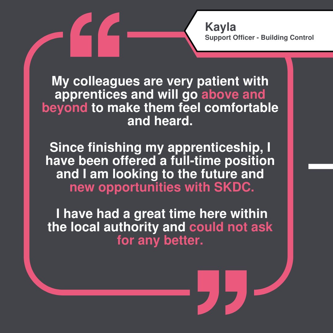 southkesteven's tweet photo. 📣 We’re looking for two apprentices to join #TeamSK. 

You’ll get a fair salary, valuable work experience and a respected and recognised qualification. Visit https://t.co/KAq3ULUfzu. 

Don’t just take our word for it, here’s more from past and current SKDC apprentices. https://t.co/4itfOoXdxx