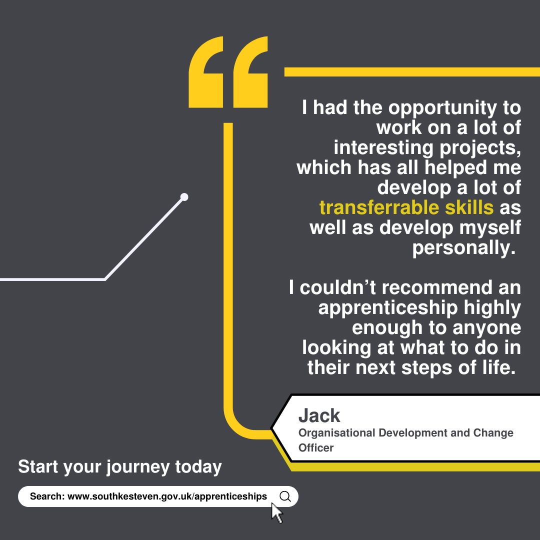 📣 We’re looking for two apprentices to join #TeamSK. 

You’ll get a fair salary, valuable work experience and a respected and recognised qualification. Visit southkesteven.gov.uk/apprenticeships. 

Don’t just take our word for it, here’s more from past and current SKDC apprentices.