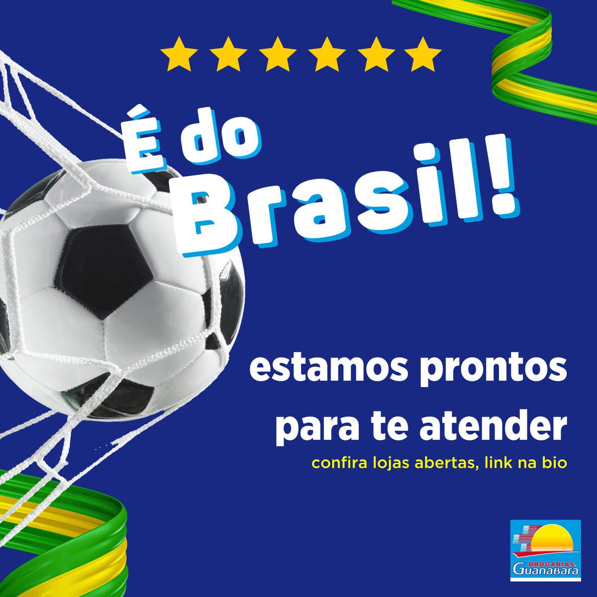 É HOJE ⚽ um jogão do Brasil e para a pós comemoração, nossa farmácia aberta com o time em campo para te ajudar 💙 #lojabaerta #jogodobrasil #remedio #copadomundo