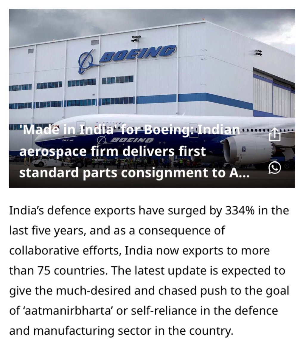 RomeshNadir's tweet photo. #NewsPositive India’s defence exports surged by 334% in last five years, with exports to about 75 countries as of now. This has been possible on account of #MakeInIndia initiative and collaborative approach of the Modi Government in public and private partnerships. https://t.co/DxgCYE7Ohe