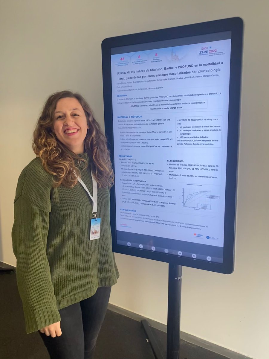 Mutua_Terrassa's tweet photo. Pòster: Utilitat dels índexs de #Charison, #Barthel i #PROFUND en la mortalitat a llarg termini dels pacients grans hospitalitzats amb pluripatologia, presentat per la Dra. Siena Molina https://t.co/BC23ufPHYk