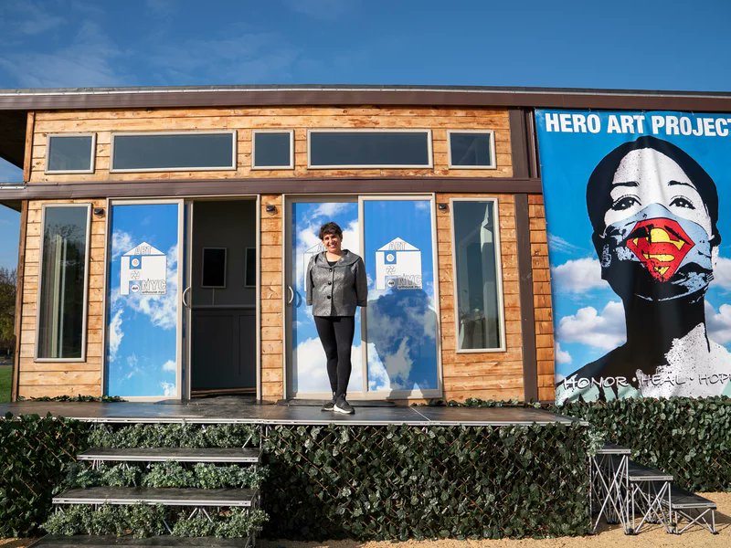 cats015's tweet photo. Arthouse nyc's Hero Art Project was installed at the National Mall in Washington, DC.
It was featured on Washington public radio station NPR.

I attach the NPR link
https://t.co/9WeqVev2b0

Exhibit creator Susannah Perlman poses in front of the "tiny home" 
#artexhibit https://t.co/PxYyiccNDK
