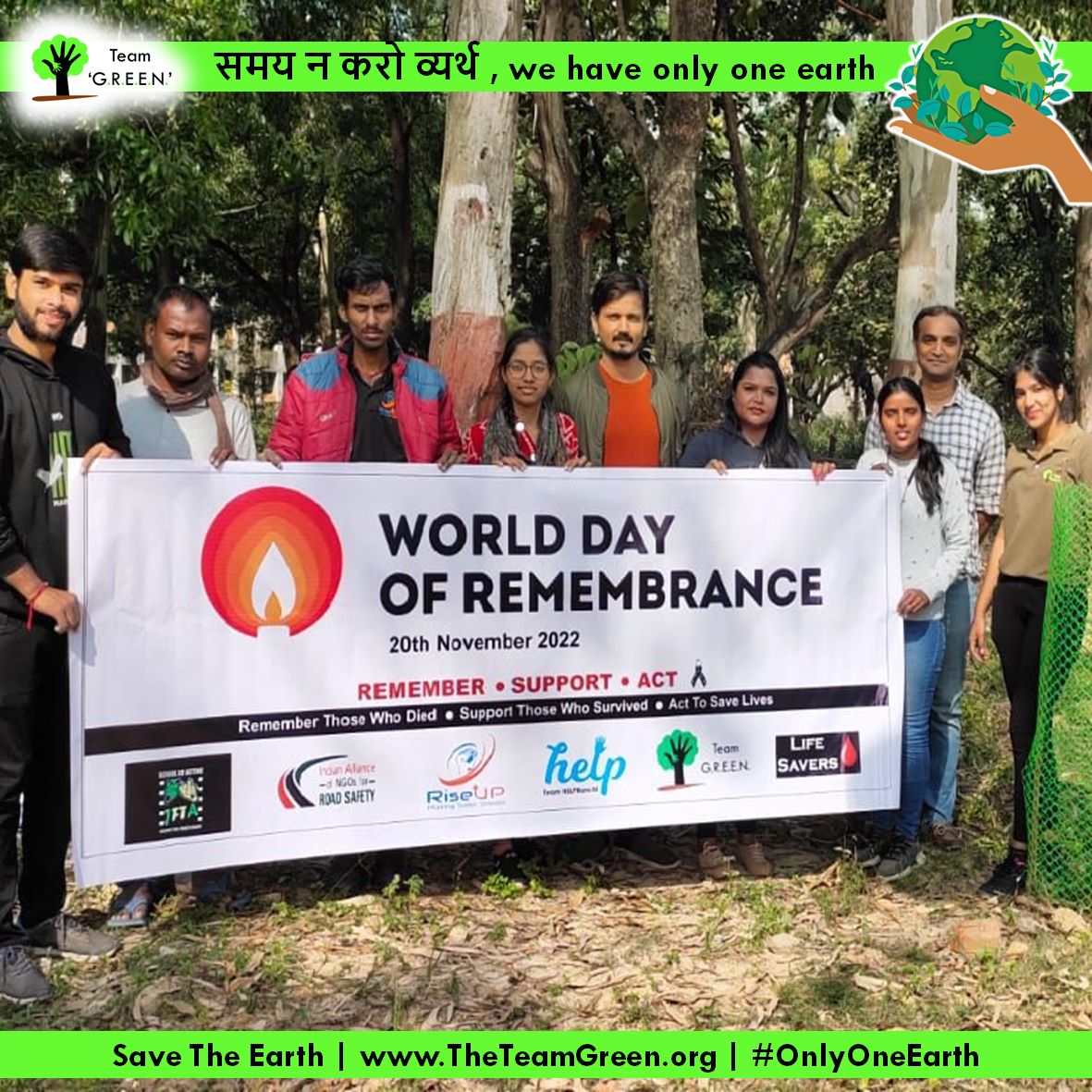 TweetTeamGREEN's tweet photo. On 20th of November, 2022 #sundaysignaturedrive with @riseuproadsafety planted total 45 saplings at HEC Campus Dhurwa & Dhurwa Dam Park .
In Rememberance of Road Traffic Victims.
#caredriver
#gogreenjoinus🌱
#gogreenbeforethegreengoes
#sundaysignaturedrive
#greenery https://t.co/qZWns2j9ic