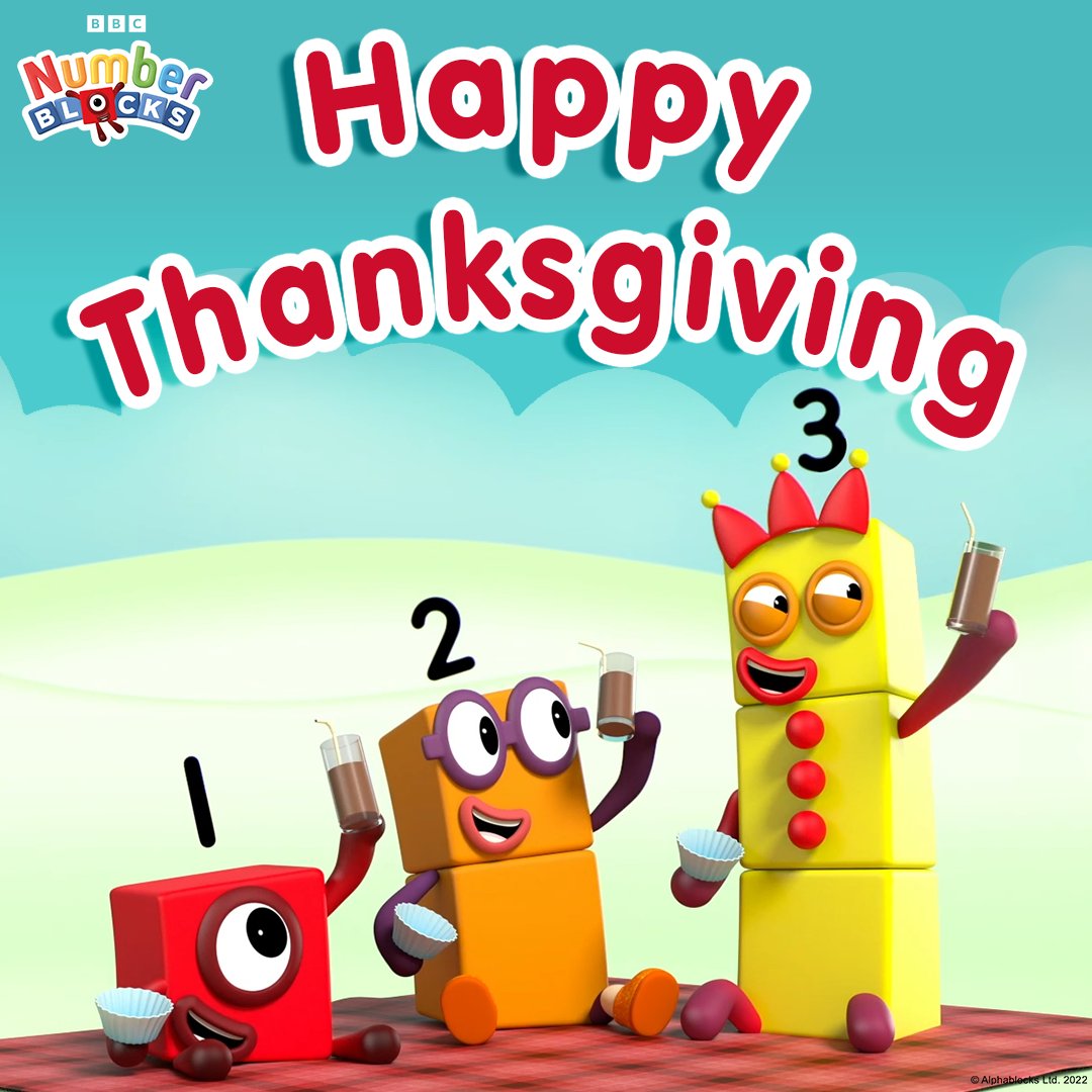 The #Numberblocks wish a happy #Thanksgiving2022 to all the little and grown-up Number Explorers celebrating today. 🤗 What are you thankful for today?
