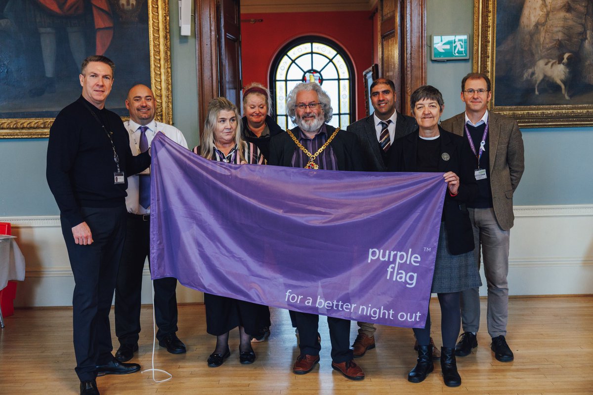 Today we had the great pleasure in raising the Purple flag for the city’s night time economy. Thank you to all our partners for their commitment and hard work <a href="/myworcester/">Worcester City Council</a> <a href="/WorcesterCops/">Worcester SNTs</a> <a href="/WMerciaPolice/">West Mercia Police</a> <a href="/RegServs/">Worcestershire Regulatory Services</a> <a href="/ATCMUK/">ATCM</a> <a href="/PurpleFlagATCM/">Purple Flag</a> #Worcestershirehour