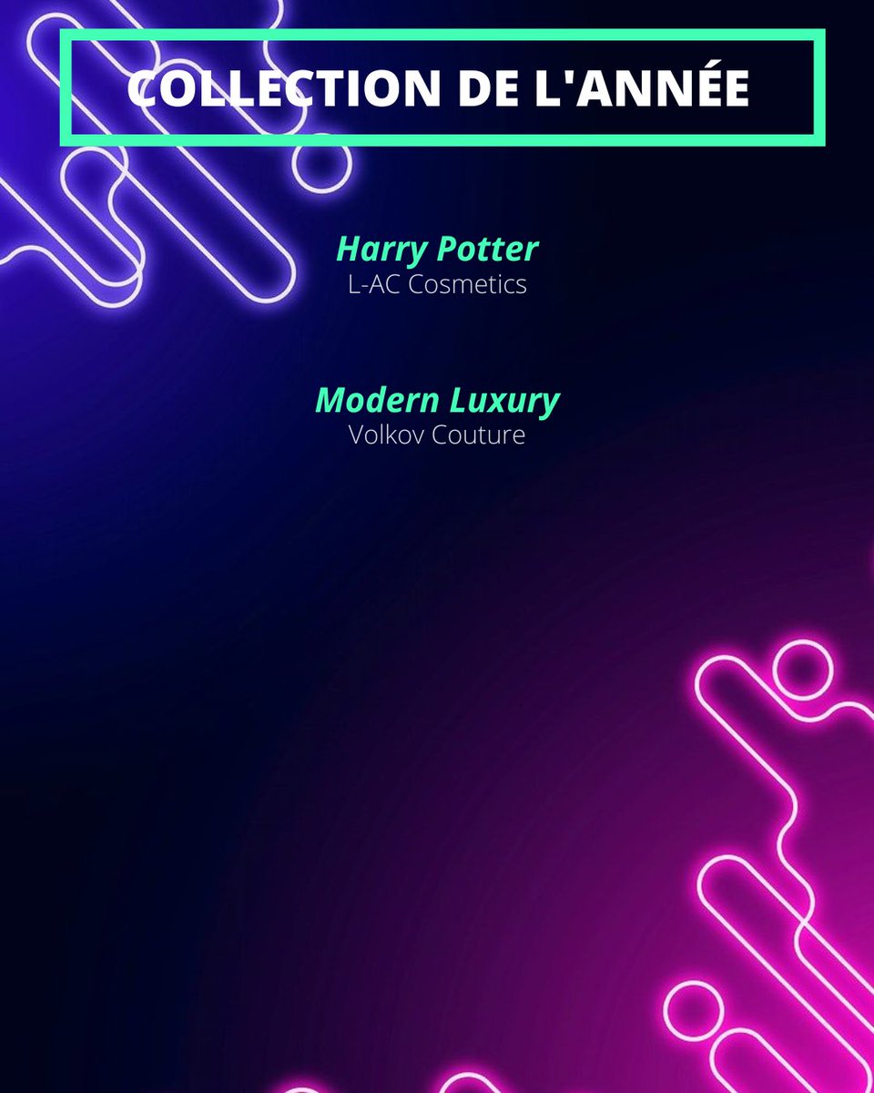 ⠀⠀╱ ❛ COLLECTION DE L'ANNÉE ❜
⠀⠀ ⠀⠀ ⠀⠀┊les nommés sont...

⭐️ <a href="/L_ACCosmetics/">･ L-AC Cosmetics by Lou-Ann</a> — Harry Potter
⭐️ @VOLKOVCOUTURE — Modern Luxury