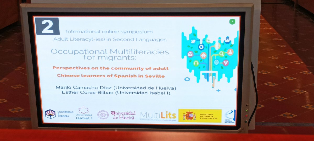 MCFonsecaMora's tweet photo. We're coming nearly to the end of this international symposium on #adults' literacy (-ies) Now with Mariló Camacho and @ProfeEoi on Occupational #Multiliteracies #Multilits @ReALL_es @coideso @UCC_UHU https://t.co/7ojZBQdn8z