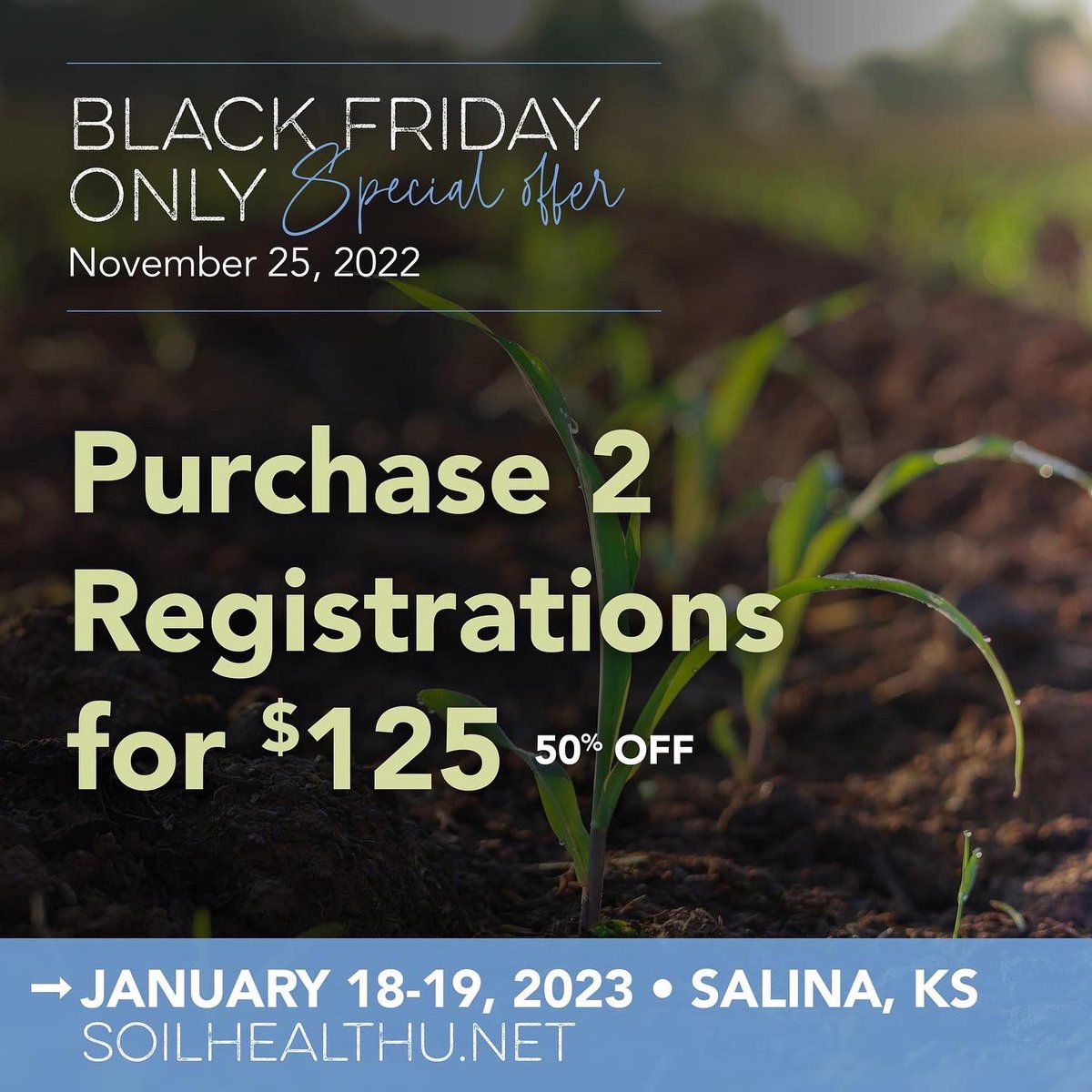 🚨#BlackFriday - Don't miss the best deal on Soil Health U 2023 #BlackFriday Buy 2 tickets for the price of 1! Whether you’re well-versed in regen ag or brand new, there’s something for everyone! 🎟️ lnkd.in/gKdX4GnW #Shu23 #SoilHealth #agtwitter <a href="/HighPlainsJrnl/">High Plains Journal</a>