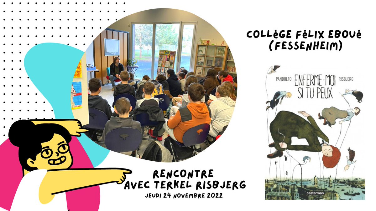 metaprofdoc's tweet photo. Aujourd'hui, avec l'aide des 4B et des 4D, j'ai encore embêté un auteur 😉🫢🤗
Merci à Terkel Risbjerg pour ces beaux échanges avec nos élèves qui vont nous aider dans notre projet autour d'"Enferme-moi si tu peux".
📖💬🖍️
#ProfDoc #ProjetBD #Lecture
@FDLColmar @CastermanBD https://t.co/azI9XJPR8r